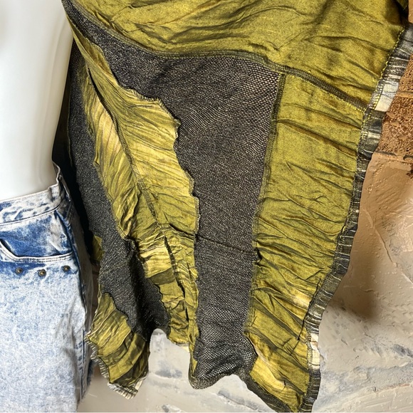 Ania A vintage open front asymmetrical cardigan, S green brown, earthy, - Picture 8 of 12